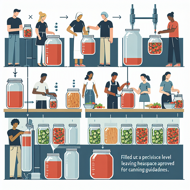 filling canning jars with food, leaving headspace