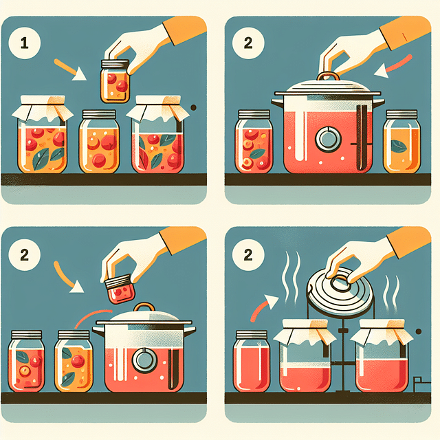 placing jars into steam canner and covering with lid