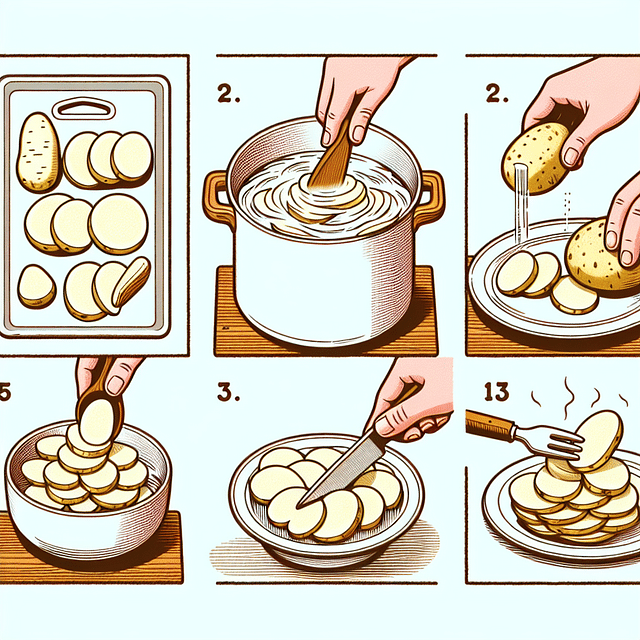 blanching potato slices