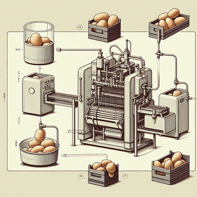 modern dry canning equipment with potatoes