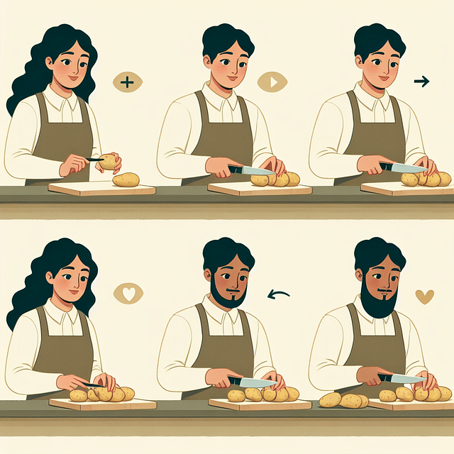 slicing potatoes uniformly