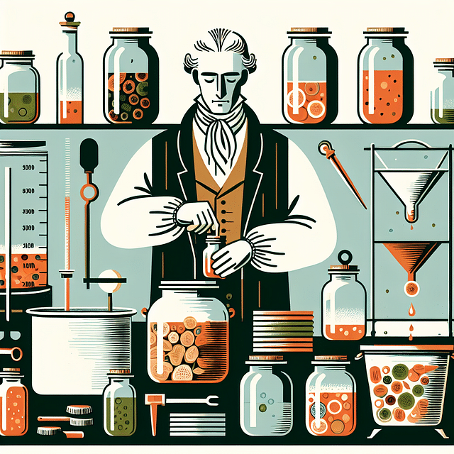 Nicolas Appert sealing food in jars for canning