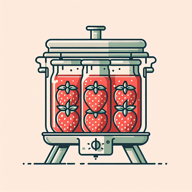 steam canner with jars of strawberries