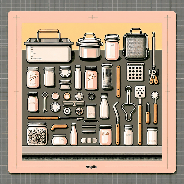 canning tools arranged neatly on a kitchen counter