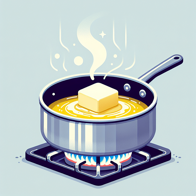 butter melting in a saucepan over low heat