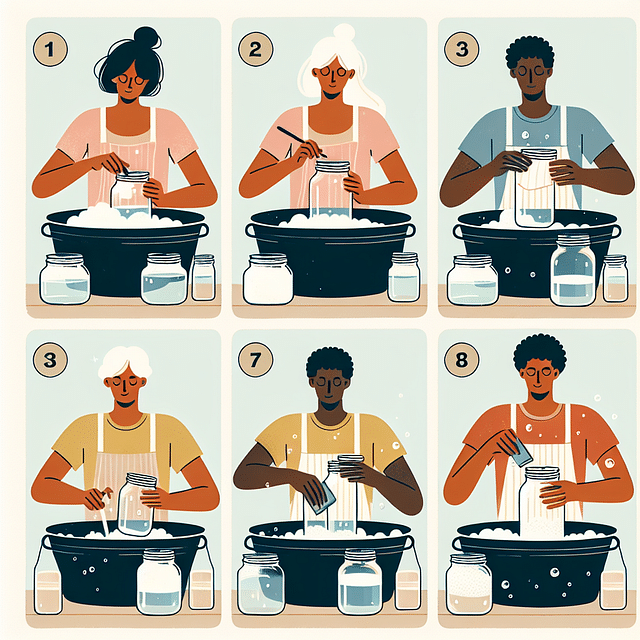 washing glass jars in soapy water