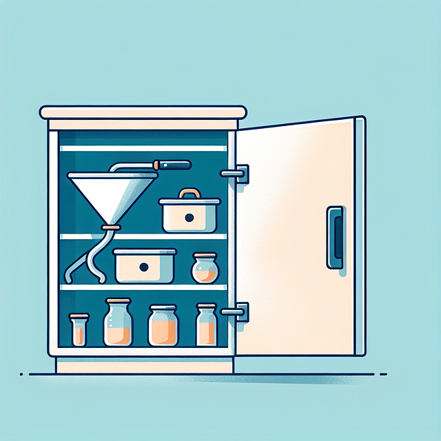 storing a canning funnel in a kitchen cabinet