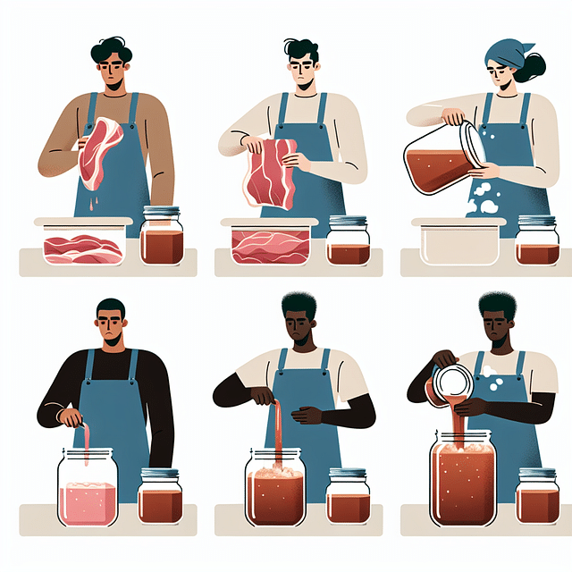 filling canning jars with raw meat or cooked meat and broth