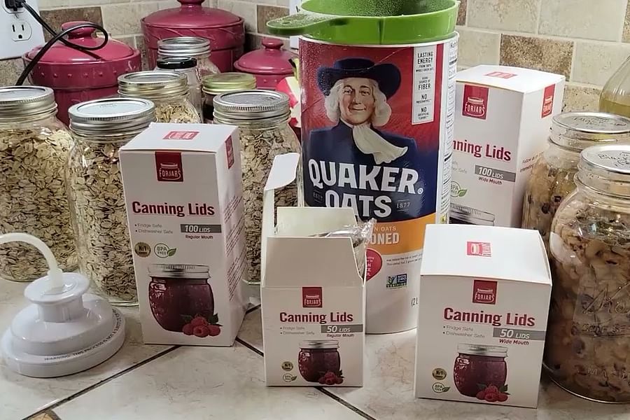 labeled canning jars storage