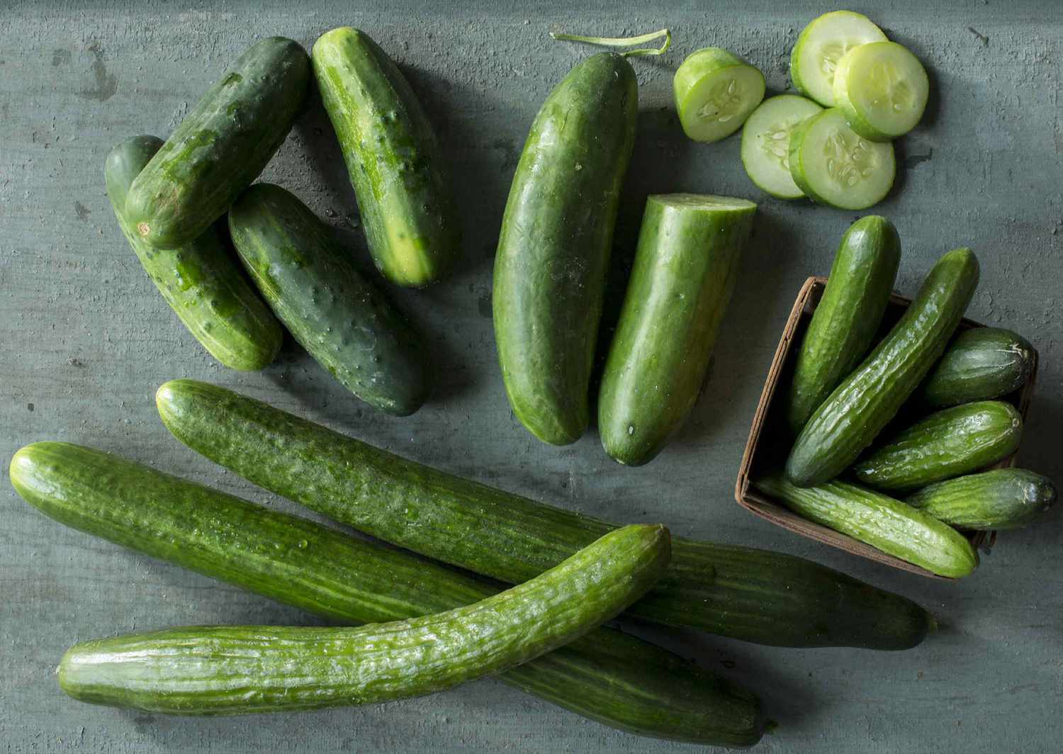 fresh cucumbers in market