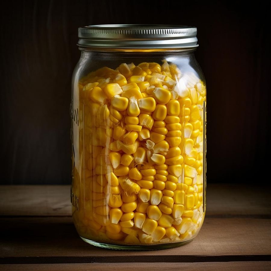 Dehydrated corn in a jar