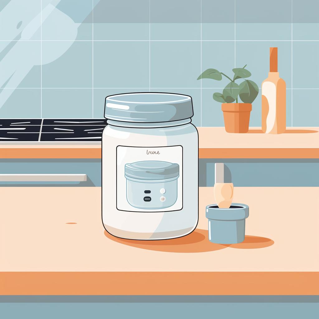 A clean, empty, heatproof jar on a kitchen counter.